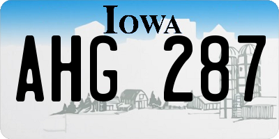 IA license plate AHG287