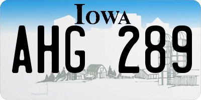 IA license plate AHG289