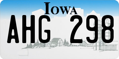 IA license plate AHG298