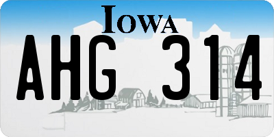 IA license plate AHG314