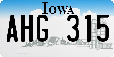 IA license plate AHG315