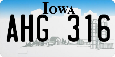 IA license plate AHG316