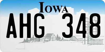 IA license plate AHG348