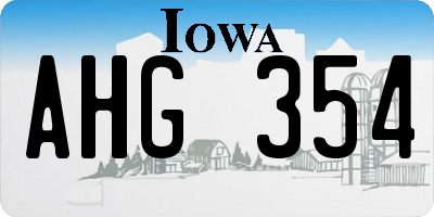 IA license plate AHG354