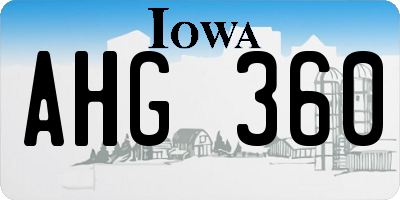 IA license plate AHG360