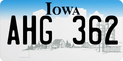IA license plate AHG362