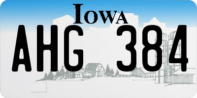 IA license plate AHG384