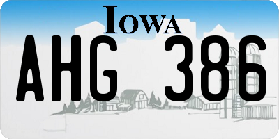 IA license plate AHG386