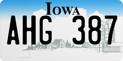 IA license plate AHG387