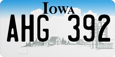 IA license plate AHG392