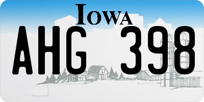 IA license plate AHG398