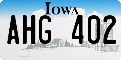 IA license plate AHG402