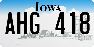 IA license plate AHG418