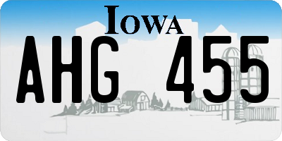 IA license plate AHG455