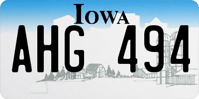 IA license plate AHG494