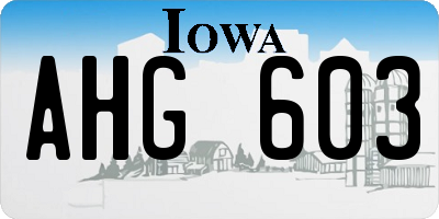 IA license plate AHG603