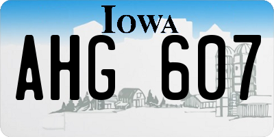 IA license plate AHG607