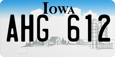 IA license plate AHG612