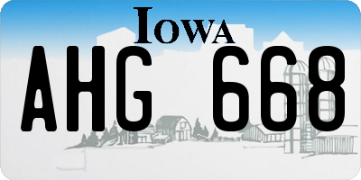 IA license plate AHG668