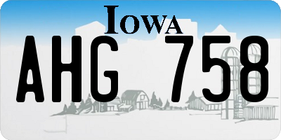 IA license plate AHG758