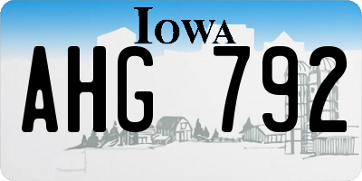 IA license plate AHG792