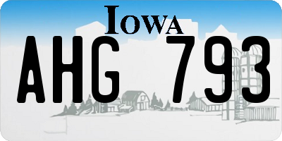 IA license plate AHG793