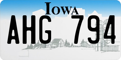 IA license plate AHG794