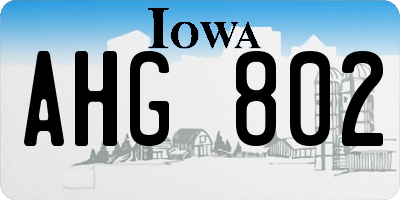 IA license plate AHG802