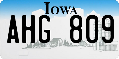 IA license plate AHG809