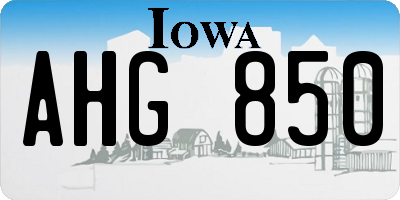 IA license plate AHG850