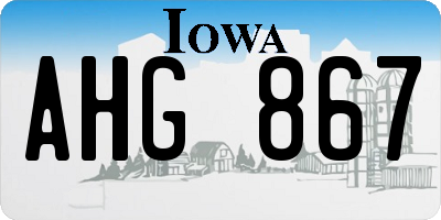 IA license plate AHG867