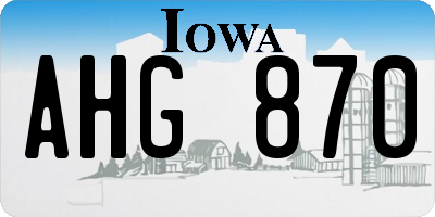 IA license plate AHG870