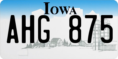 IA license plate AHG875