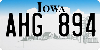 IA license plate AHG894