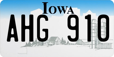 IA license plate AHG910