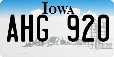 IA license plate AHG920