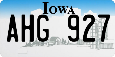 IA license plate AHG927