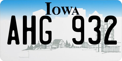 IA license plate AHG932