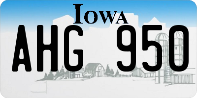 IA license plate AHG950