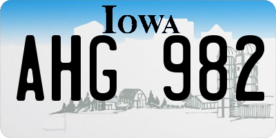 IA license plate AHG982