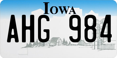 IA license plate AHG984