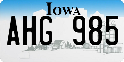 IA license plate AHG985