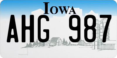 IA license plate AHG987