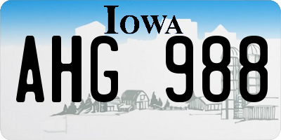 IA license plate AHG988