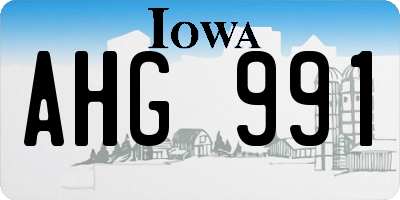 IA license plate AHG991