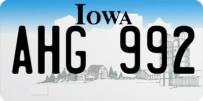 IA license plate AHG992