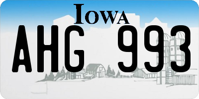 IA license plate AHG993