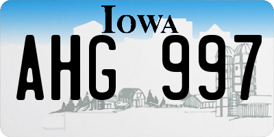 IA license plate AHG997