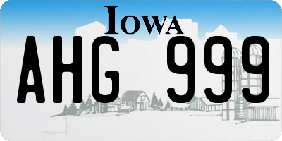 IA license plate AHG999