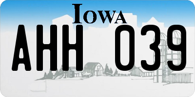 IA license plate AHH039